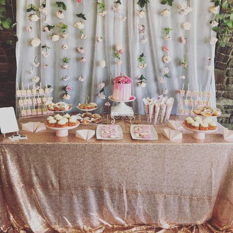 Desert Table Backdrops, Wildflower Desert Table, Bridal Shower Floral Theme Dessert Tables, Bridal Dessert Table Ideas, Floral Dessert Table Ideas, Dessert Table With Flowers, Bridal Shower Cake Table Ideas, Bachelorette Dessert Table, Dessert Table Ideas Baby Shower Girl