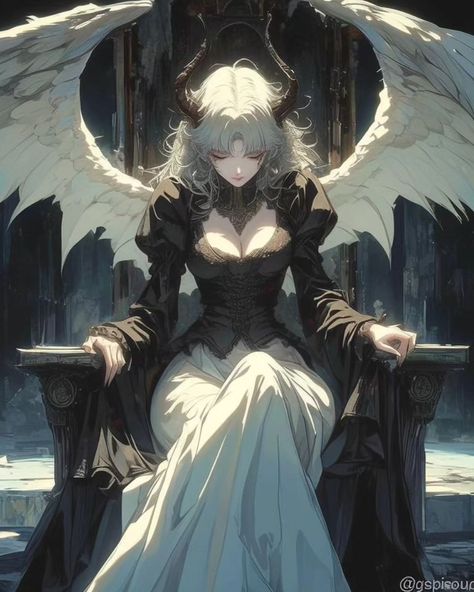 𝖂𝖎𝖓𝖌𝖊𝖉 𝕼𝖚𝖊𝖊𝖓 AI Generated | Gerado por IA | Midjourney #ai #midjourney #animestyle #angel #demon #anjo #demon #darkfantasy Anime Winged Woman, Anime Demon Wings, Anime Angel Female, Angel Girl Art, Demon With Wings, Angelic Anime, Demon X Angel, Character Art Female, Angel By The Wings