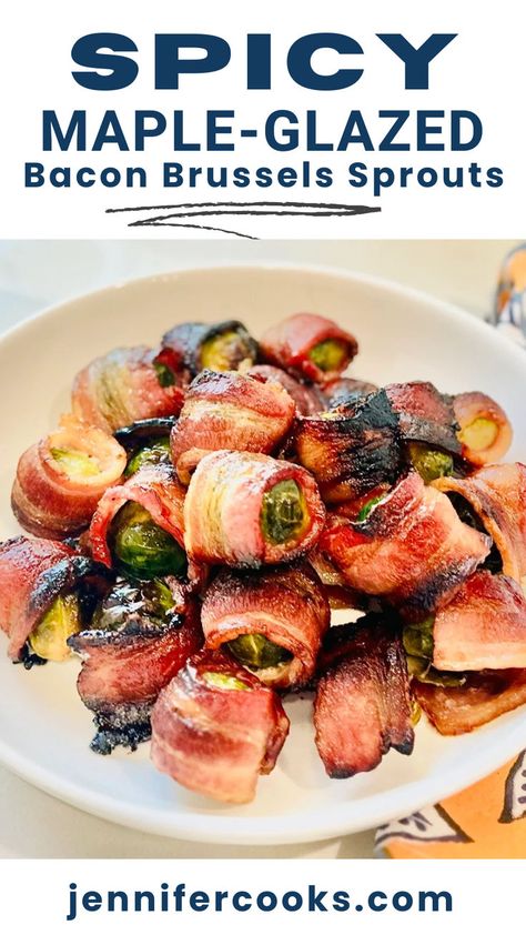 Spicy Maple-Glazed Bacon Brussels Sprouts are the ultimate combination of savory, sweet, and spicy. The crispy bacon and tender Brussels sprouts are perfectly coated in a rich maple glaze with a kick from Sriracha. This easy side dish is a crowd-pleaser, making it the perfect addition to any holiday meal or dinner spread. Enjoy these irresistible Brussels sprouts with bacon! Weight Watchers Coleslaw, Tangy Coleslaw, Air Fryer Corn, Bacon Brussels Sprouts, Creamy Pasta Salad, Dinner Spread, Cheese Corn Casserole, Homemade Slaw, Spinach Risotto