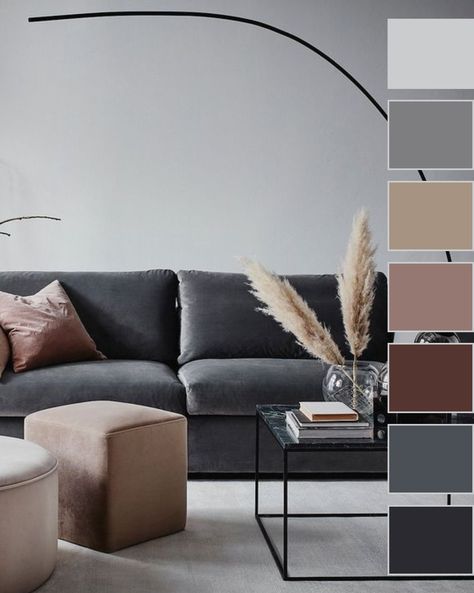 Color palette, interior color ideas, interior inspiration, color balance, brown grey colors