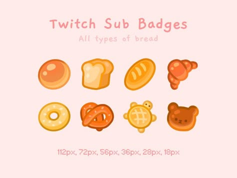 Kawaii Chocolate Milk, Twitch Badges Ideas, Emotes Twitch Base, Anime Bakery, Bread Cute, Cute Twitch Emotes, Aesthetic Discord, Twitch Streaming Setup, Cute Bread