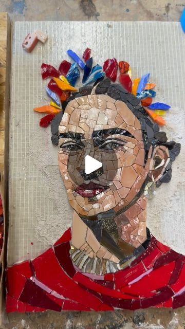 Arianna Gallo on Instagram: "Making a mosaic portrait is definitely not easy!!! 💪💪💪💪💪💪 #mosaic #mosaicart #kokomosaico #portrait #mosaicportrait #portraiture #mosaique #frida #fridakahlo" Easy Mosaic, Mosaic Portrait, Mosaic Stained, Stained Glass Mosaic, Mosaic Art, Stained Glass, Mosaic, Stain, Glass