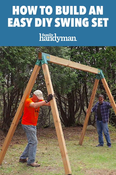 Diy Swing Set, Swing Set Plans, Swing Set Diy, Diy Swing, Backyard Swings, Kids Backyard, Diy Playground, Pergola Design, Wooden Swings