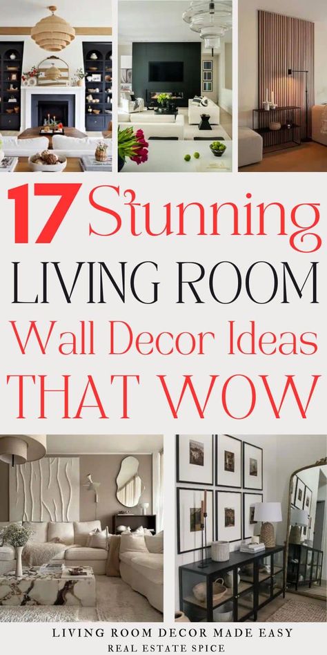 17 LIVING ROOM WALL DECOR IDEAS THAT WOW Internal Decoration Living Rooms, Ideas For Walls In Living Room, Unique Artwork For Living Room, Living Room Wall Decor Large Wall, Decor For A Large Living Room Wall, Living Room Wall Layout, Family Room Wall Design Ideas, Large Living Wall Decor Ideas, Decor Ideas For Big Walls Living Room