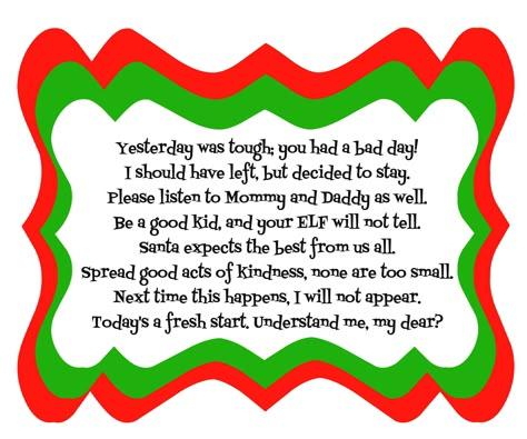 Elf on the Shelf Bad Day Poem with Printable - DIY Inspired Elf Warning Letter, Elf On The Shelf Warning, Elf Warning, Elf On Shelf Letter, To Do App, Elf Notes, Bad Elf, Elf Of The Shelf, Christmas Elf Ideas