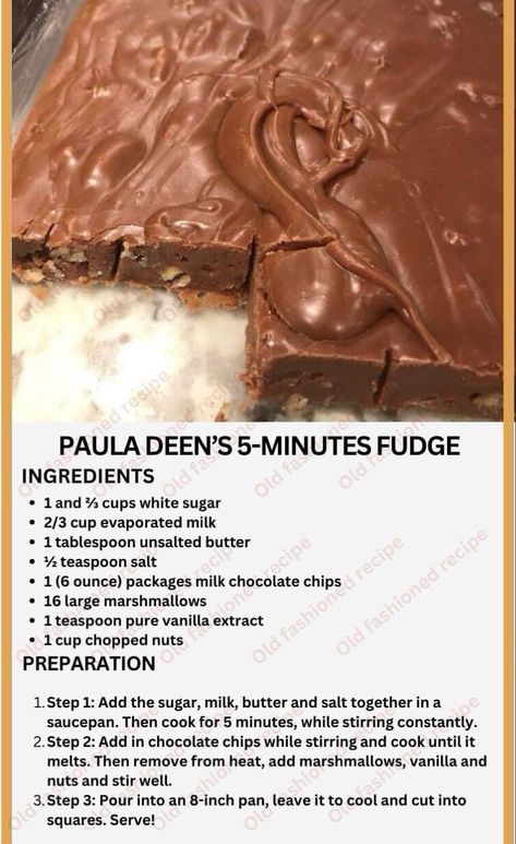 5 Minute Fudge, Homemade Fudge Recipes, Easy Candy Recipes, Peanut Butter Fudge Easy, Fudge Ingredients, Fudge Recipes Chocolate, Paula Deen Recipes, Fudge Candy, Fudge Recipes Easy