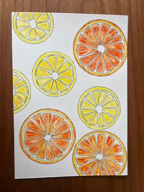 Fruit painting - Lemons and oranges Lemons And Oranges Painting, Lemon And Orange Painting, Simple Watercolor Art, Oranges Painting, Painting Lemons, Lemon Drawing, Summer Art Projects, Lemon Painting, Simple Watercolor