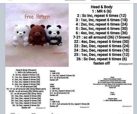 Crochet Plush Pattern Free Easy, We Bare Bears Crochet Free Pattern, Free Written Crochet Patterns, Free Crochet Plushie Patterns, Wine Crochet, Written Crochet Patterns, Crochet Tiny, Cozy Cover, Easy Crochet Animals