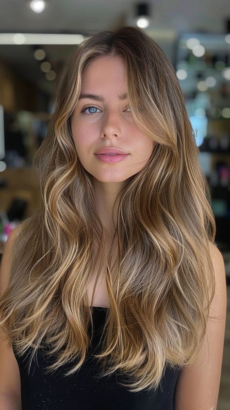 30 Balayage Hair Color Ideas That'll Make Heads Turn in 2024 Full Head Of Caramel Highlights, Highlights Blonde Hair Natural, Super Blended Balayage, Natural Highlights Brown Hair Sun Kissed, Light Brown Hair And Highlights, Highlights On Auburn Brown Hair, Light Brown Hair Natural Highlights, Front Pieces Highlights, Sun Kissed Hair Color