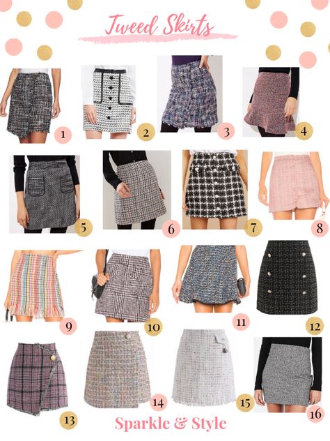 Tweed Wrap Skirt, Tweed Skirt Outfit Summer, Tweed Skirt Outfit Winter, Tweed Mini Skirt Outfit, Tweed Outfit Women, Spring Business Outfits, Chanel Tweed Skirt, Tweed Skirt Outfit, Beige Skirt Outfit