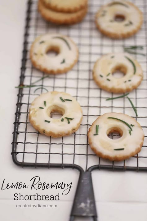 lemon and rosemary shortbread cookies createdbydiane.com Lemon Rosemary Cookies, Rosemary Cookies, Rosemary Shortbread Cookies, Rosemary Shortbread, 12 Days Of Christmas Cookies, Icing Chocolate, Shortbread Cookies Christmas, Lemon Shortbread, Lemon Shortbread Cookies