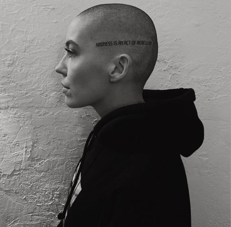 Bald Head Tattoo, Hairline Tattoos, Scalp Tattoo, Cyberpunk Tattoo, Bishop Briggs, No Regrets Tattoo, Tattoo Maker, Shaved Heads, Head Tattoo