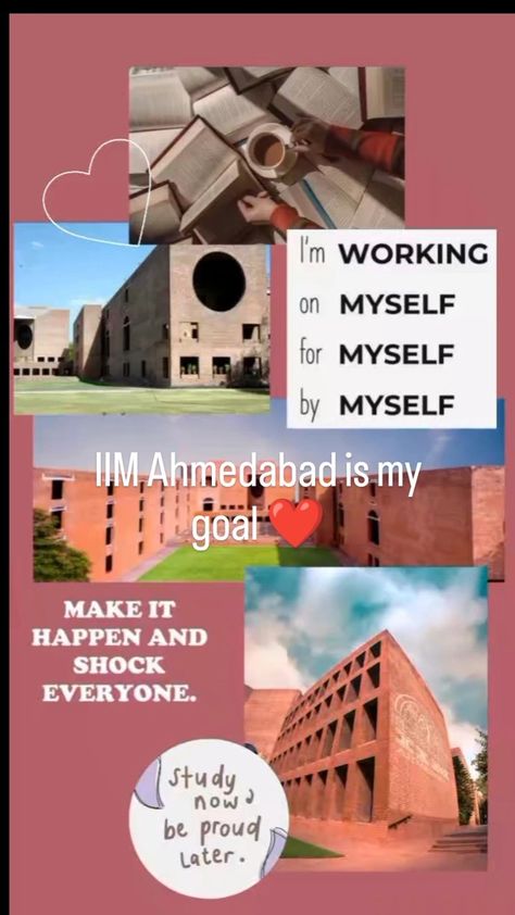 This aesthetic look wallpaper for those students who want's to join and fulfill their dreams in IIM Ahmedabad...be motivate with this and put this as you're wallpaper and study hard to get IIM Ahmedabad .. Iim Bangalore, Iim Ahmedabad, Cat Exam, College Bucket List, Ca Foundation, Study Hard Quotes, Career Affirmations, Study Inspiration Quotes, Vision Board Success