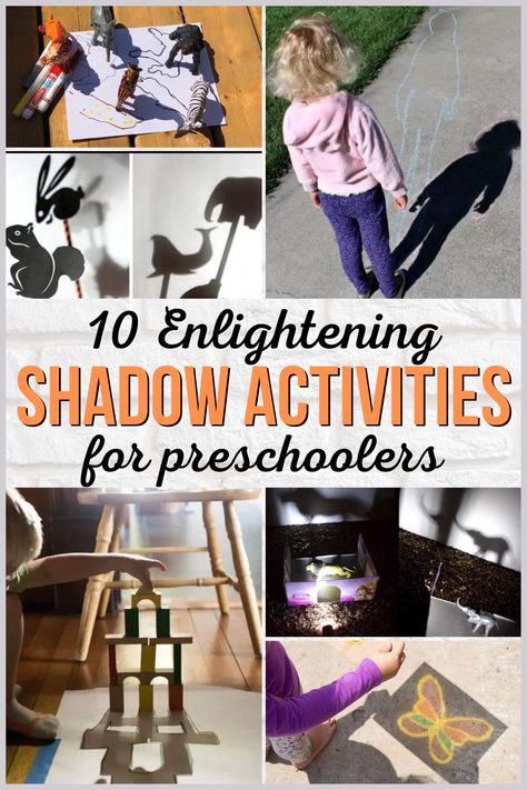 Shadows are formed when light is blocked by an object. On sunny days, shadows of ourselves, trees, houses, and many more are visible. The light from the sun helps create these darker areas. Explore this fact through these ten enlightening shadow activities that are exciting and interesting for young children. Reggio Emilia Light And Shadow, Light And Shadow Activity Preschool, Shadow Play Preschool, Prek Shadow Activities, Shadow Stem Activities, Shadow Science Preschool, Lights Study Preschool, Preschool Shadow Art, Shadow Tracing For Kids