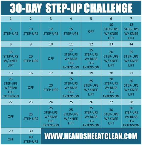 Build your booty with this 30-Day Step-Up Fitness Challenge from He and She Eat Clean! #glutes #fitness #workout #heandsheeatclean Step Up Workout, Step Exercises, Running Playlist, He And She, Clean Eating Lifestyle, 30 Day Challenges, Make Clean, Arms And Abs, Monthly Challenges