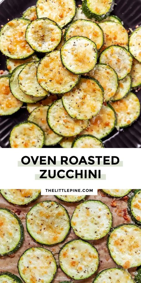 *NEW* This super simple oven roasted zucchini is tossed in olive oil, herbs, and a sprinkle of parmesan cheese. It's summer at its finest! #ovenroastedzucchini #lowcarbovenroastedzucchini Zucchini Slices In The Oven, Roasted Zucchini Oven, Zucchini Oven, Zucchini With Parmesan, Roasted Zucchini Recipes, Air Fryer Zucchini Chips, Roasted Zucchini And Squash, Oven Roasted Zucchini, Zucchini In The Oven