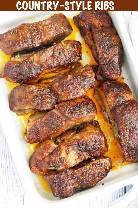 Oven-Baked Country Style Ribs - Healthy Recipes Blog Country Ribs Oven, Slow Cook Pork Ribs, Beef Country Style Ribs, Country Ribs Recipe, Boneless Country Style Pork Ribs, Oven Pork Ribs, Boneless Beef Ribs, Ribs Recipe Oven, Baked Pork Ribs