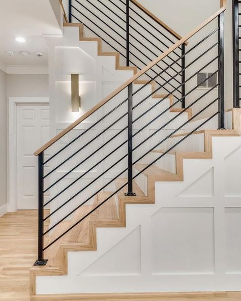 New Leaf Custom Homes on Instagram: "Stairs sure to steal the show 🌟👏🏼🏆 More of our stunning Square Drive remodel in our stories! • • • • • • • #remodel #homeremodel #interiordesign #customhome #beauty #beautifulhome #lakehighlands #homerenovation #stairwell #stairs #construction #interiors #homeinspiration #homebuilder #home #transitional #contemporary #design #dallas" Stair Well, Stair Railings, Stairway Design, Transitional Contemporary, Outside Design, House Outside, House Outside Design, Ideas For House, House Stairs