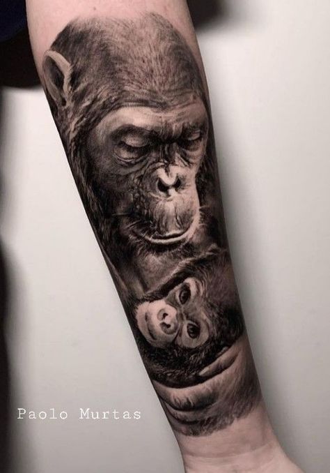 Monkey Tattoo Ideas For Women, Baby Monkey Tattoo, Chimpanzee Tattoo, Twin Tattoo Ideas, Antonio Tattoo, Ruby Tattoo, Rising Phoenix Tattoo, Baby Chimpanzee, Monkey Tattoo