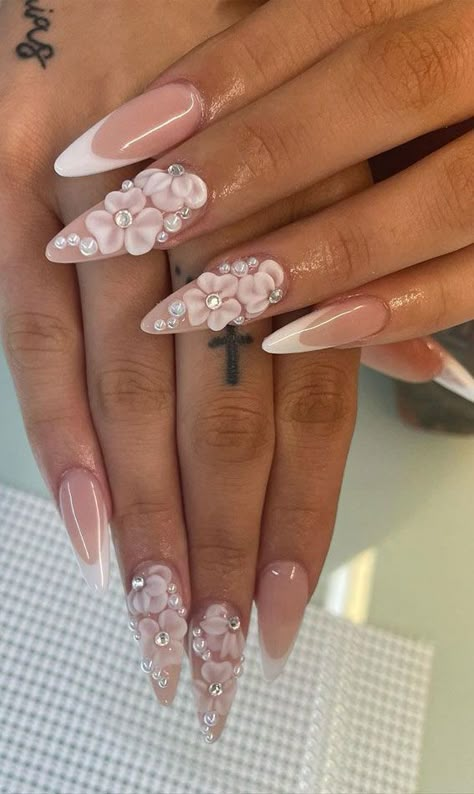 wedding nails for brides, wedding nails, bridal nails, wedding nails 2022, wedding nails ideas, best wedding nails, wedding nails with glitter, wedding nails for bride 2022 French Tip Stiletto Nails, French Tip Stiletto, Bridal Shower Nails, Nails For Brides, 70 Wedding, Wedding Nail Ideas, Wedding Day Nails, Bridal Nails Designs, Engagement Nails