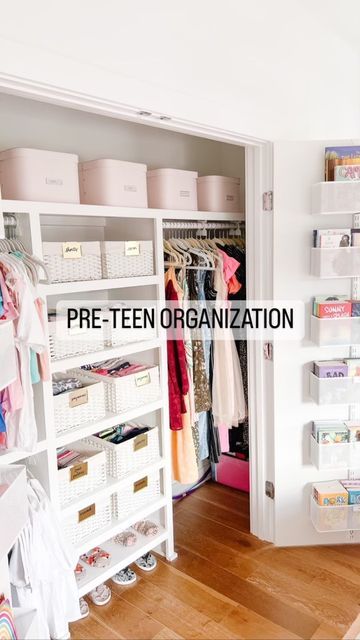 Teenage Room Organization, Teenage Room Organization Ideas, Girls Closet Organization Ideas, Teen Girl Organization Bedroom, Closet Organization Ideas Teen Girl, Teenage Closet Organization, Preteen Room Organization Ideas, Pre Teen Bedroom Girl, Organizing Girls Bedroom