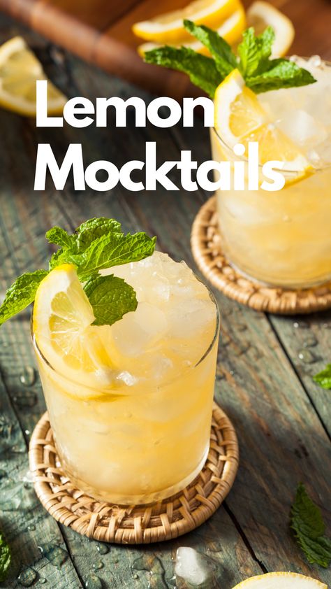 Lemon Mocktails Lemon Cello Recipe, Best Non Alcoholic Drinks, Easy Mocktail Recipes, Virgin Drinks, Alcohol Free Drinks, Drink Recipes Nonalcoholic, Lemon Drink, Non Alcoholic Cocktails, Healthy Drinks Recipes