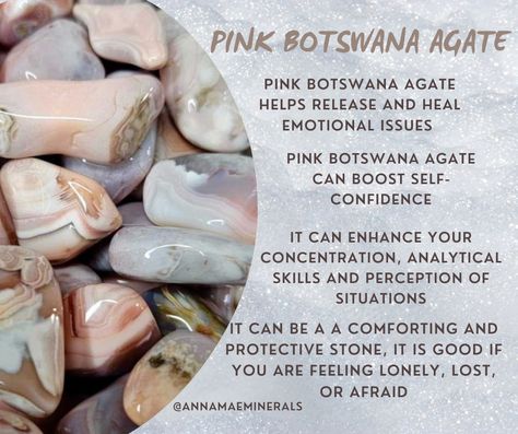 Metaphysical properties of pink botswana agate Pink Botswana Agate Meaning, Botswana Agate Meaning, Pink Botswana Agate, Agate Meaning, Witchcraft Books, Pink Chalcedony, Rock Minerals, Let's Get Married, Botswana Agate