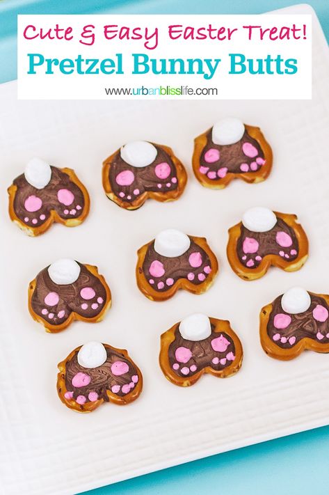 Bunny Pretzels, Easter Pretzel, Easter Cupcakes Easy, Bunny Butts, Desserts Aesthetic, Easy Easter Treats, Easter Party Food, Easter Foods, Easter Appetizers