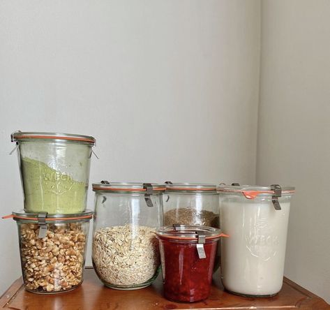 Weck jars, homemade Weck Glass Jars, Weck Jars Ideas, Weck Jars Pantry, 2025 Energy, Glass Jars Kitchen, Healthy Lifestyle Inspo, Weck Jars, Large Glass Jars, Dough Starter