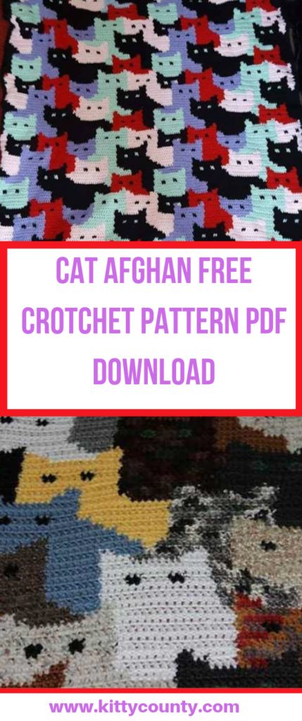 Cats Afghan Free Crochet Pattern, Cat Blanket Crochet Pattern Free, Cats Afghan, Afgans Crochet, Cat Afghan, Afgan Crochet, Crochet Afgan, Kat Haken, Crocheted Cow Pattern