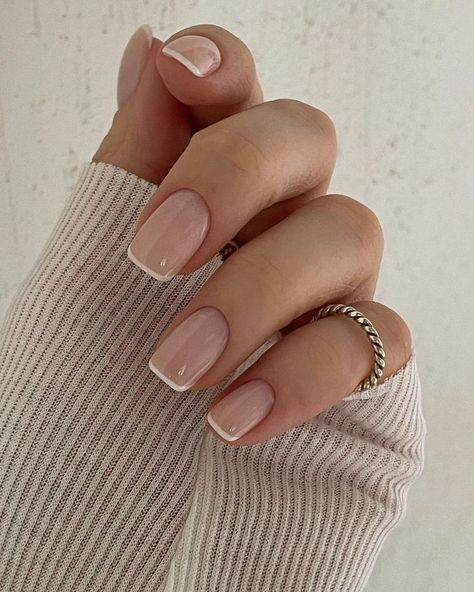 Ongles Beiges, Gel Nails French, Plain Nails, Subtle Nails, Beige Nails, Simple Gel Nails, Minimal Nails, Blush Nails, Work Nails