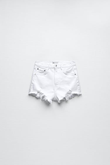 Zara Summer, Mid Rise Denim Shorts, White Ripped Jeans, Girls Denim Shorts, Ripped Jean Shorts, White Jean Shorts, Zara Shorts, High Rise Denim Shorts, Shorts White