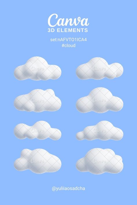 Canva Elements Keyword for 3D cloud illustrat Clouds Canva Element, Canva Banner Elements, Canva Banner Design, Canva Design Elements, Canvas Elements Keyword, Canva 3d Elements, Canva Letter Element, Canva Illustration, Font Canva Lettering