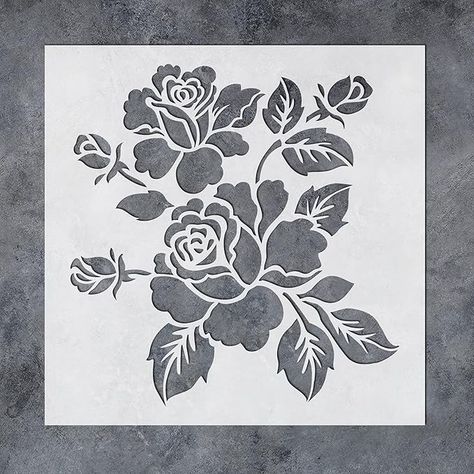 Amazon.com : GSS Designs Bloom Rose Stencils for Painting Wood Canvas Paper Fabric Walls Furniture - Reusable Flower Stencils - Floral Paint Stencils Set for Home Decor 12x12 Inch : Arts, Crafts & Sewing Expensive Wallpaper, Rose Stencil, Stencil Wood, Floral Stencil, Stencils For Painting, Large Stencils, Flower Stencil, Plastic Art, Stencil Patterns