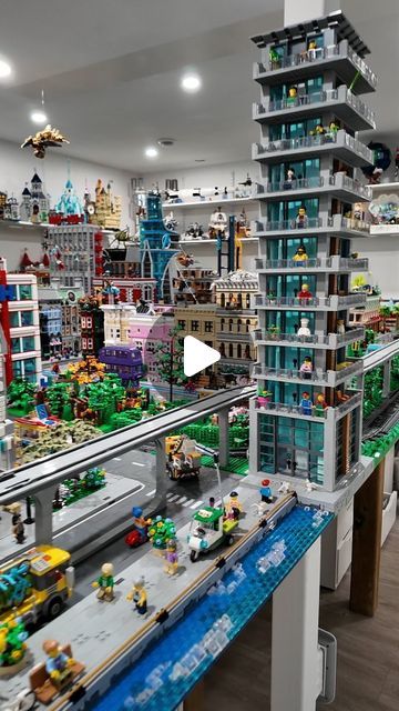 Bricksie on YouTube on Instagram: "My LEGO Tel-O-Post Skyscraper!" Lego City Room, Lego City Display Ideas, Lego Moc Buildings, What To Build With Legos, Lego Ideas To Build Easy House, Lego Room Ideas For Adults, Cool Lego Builds, Lego Diy Ideas, Lego Town Ideas