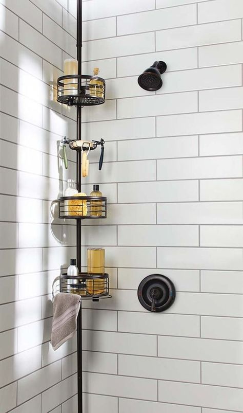 Whether you need a quick project or a permanent solution, these tile shower shelf ideas can help you choose the best design. Diy Shower Storage, Tension Rod Ideas, Shower Storage Ideas, Tile Shower Shelf, Guest House Bathroom, Color Bathroom Design, Diy Trinkets, Honey Decor, Diy Dresser Makeover