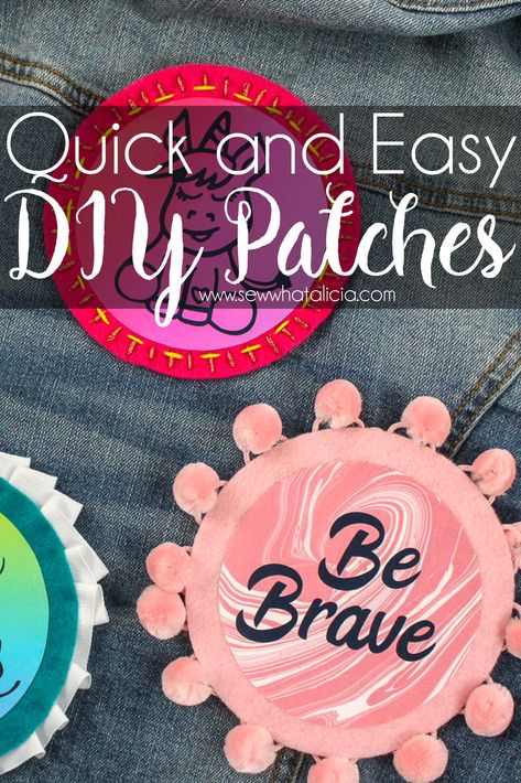 Quick and Easy DIY Patches: With a few supplies you can create custom patches that are sure to be a big hit! Click through for the free cut files and instructions. | www.sewwhatalicia.com Embroidered Patch Diy, Martha Stewart Crafts, Shirt Diy, Easter Projects, Backyard Diy Projects, Free Cut Files, Diy Patches, Diy Origami, Patterned Vinyl