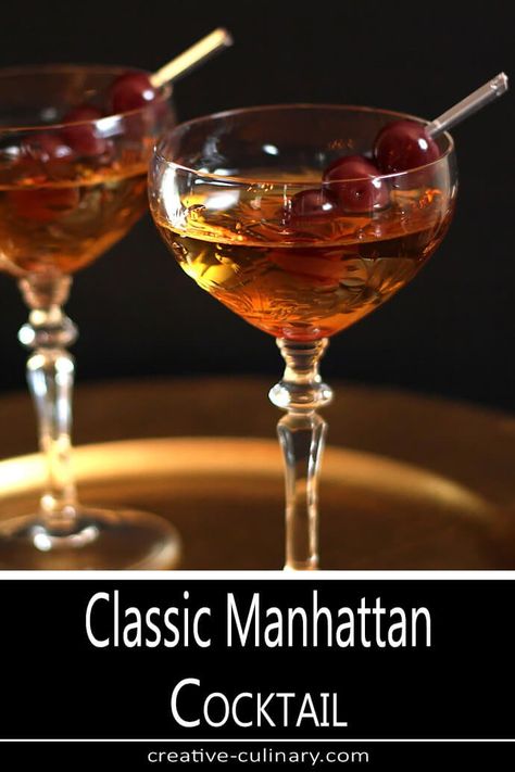 Classic Manhattan Cocktail Recipe, Manhatten Cocktail, Manhattan Drink, Classic Manhattan Cocktail, Manhattan Cocktail Recipe, Manhattan Recipe, Cocktail Meatballs, Manhattan Cocktail, Bourbon Drinks