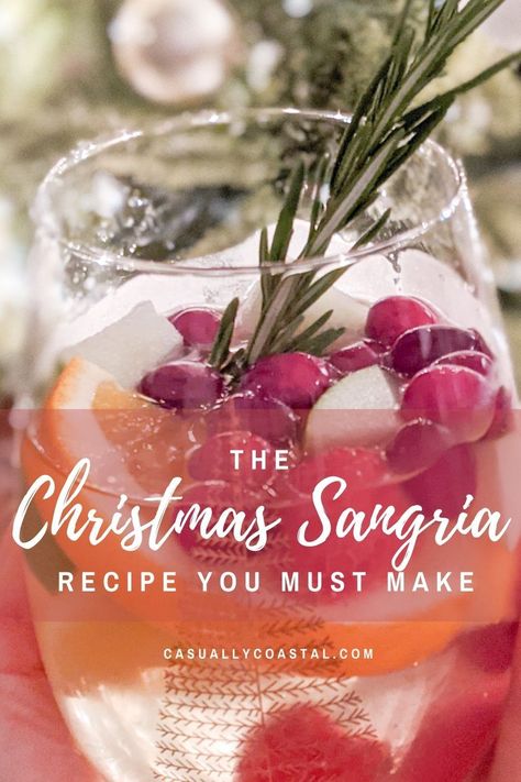 Moscato Cranberry Punch, Christmas Sangria Punch Bowl, Cranberry Sangria Punch, Cranberry Margarita Sangria, Winter White Sangria Recipe For A Crowd, Christmas White Sangria Recipes, White Cranberry Mimosa, 3 Ingredient Holiday Cocktails, White Sangria Christmas Recipe