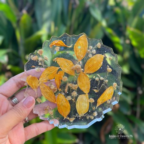 Sunflower Resin Coaster, Sunflower Coaster, Dried Sunflowers, Resin Coaster, Our Memories, Sunflower, Coasters