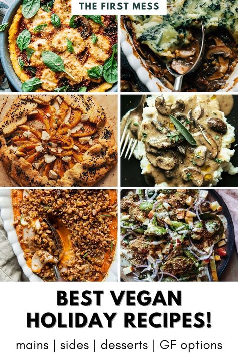 Wfpb Holiday Recipes, Vegan Recipes Christmas Dinner, Vegan Holiday Main Dish, Vegan Christmas Dinner Sides, Vegan Gf Recipes Dinner, Easy Vegan Sides, Vegan Sides Christmas, Plant Based Holiday Recipes, Plant Based Christmas Dinner