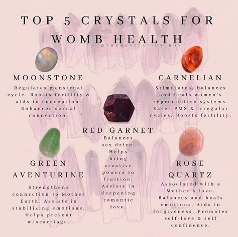 Womb Health, Fertility Spells, Sacral Chakra Healing, Fertility Crystals, V Steam, Crystal Healing Chart, Womb Healing, Crystals Healing Properties, Spiritual Crystals