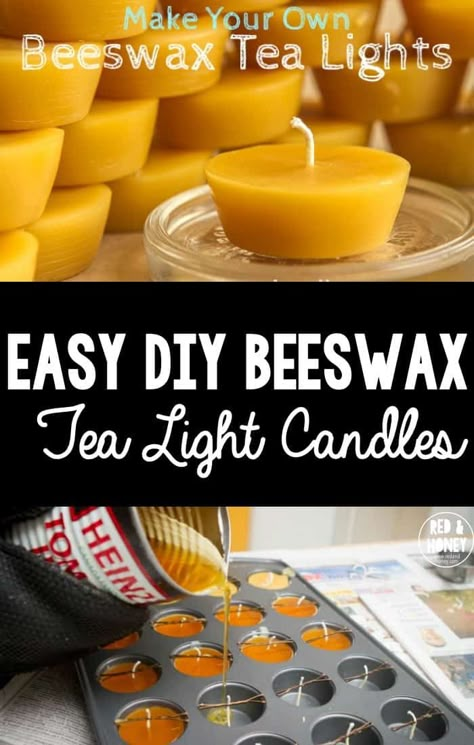 Bees Wax Candle Making, Honey Candles Diy, Candle Making Beeswax Tutorials, How To Make Tea Light Candles, Beeswax Crafts, Tea Lights Diy, Making Beeswax Candles, Beeswax Diy, Beeswax Recipes