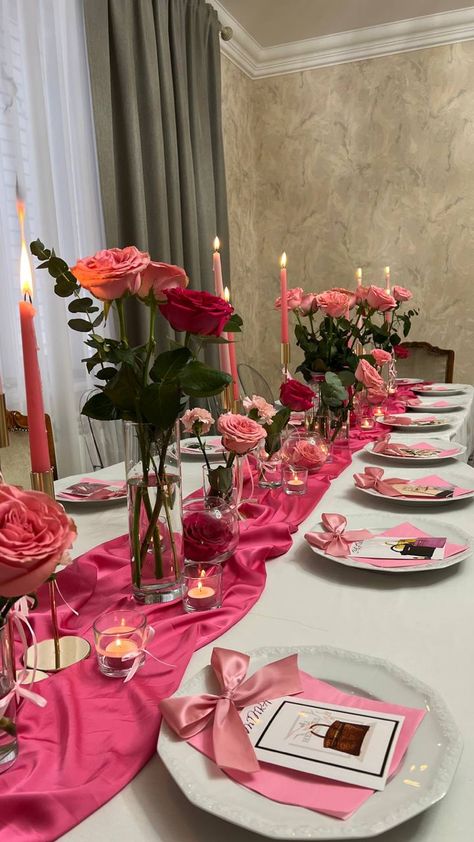 Backdrops For Events, Galentines Party Aesthetic Pictures, Galentines Tablescape Candles, Floral Galentines Party, Galentines Table Set Up Aesthetic, Galentines Party Table Set Up, Galantines Ideas Table, Galentines Party Centerpieces, Valentine's Day Table Decor