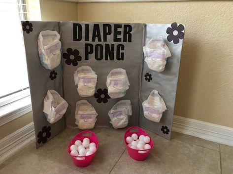 Diaper Pong Baby Shower Game, Diaper Pong, Baby Shower Elegante, Idee Babyshower, Boy Baby Shower Ideas, Creative Baby Shower, Baby Reveal Party, Elegant Baby Shower, Diy Bebe