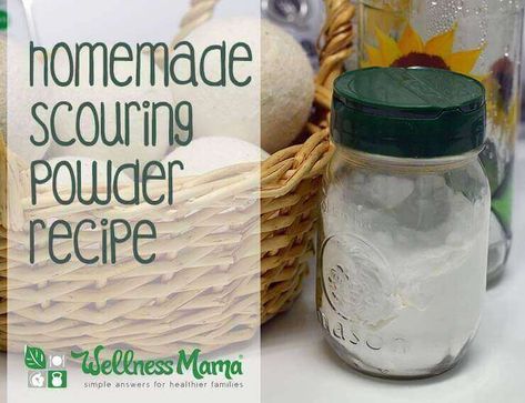 All-Natural Homemade Scouring Powder Scouring Powder, Homemade Baking Powder, Baking Powder Recipe, Natural Cleaners Diy, Homemade Body Lotion, Natural Cleaning Recipes, Wellness Mama, Washing Soda, Homemade Cleaners