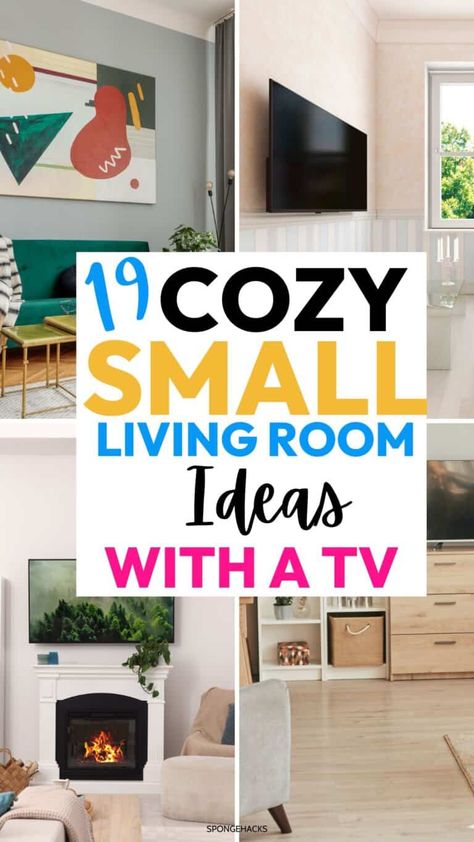 Small Living Room With Corner Tv, Tv Stand Small Living Room Minimalist, Small Apartment Fireplace, Where To Put Tv In Small Living Room, Studio Apartment Tv Ideas, Small Bedroom Tv Stand Ideas, Small Family Room Ideas With Tv, Tv In Small Living Room, Small Den Ideas With Tv