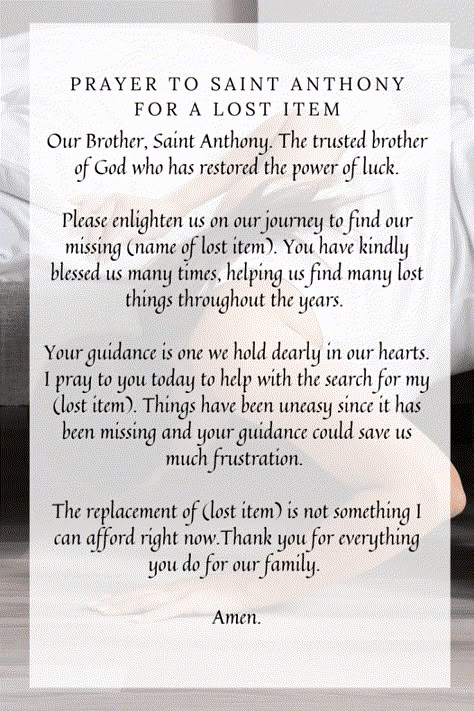 Prayers For Finding Lost Things, Prayer To Find Lost Items, Prayer For Lost Things, How To Find Lost Things, Prayer To St Anthony For Lost Things, Prayers To Saints, Saint Anthony Prayer, St Anthony Prayer Lost, St Anthony Miracle Prayer