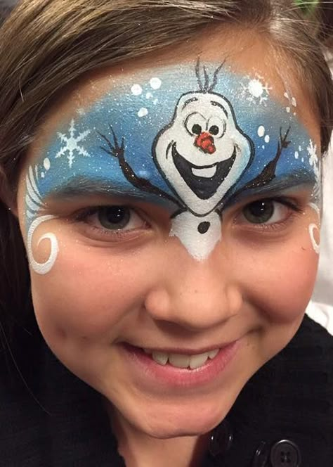 Olaf! -- from Frozen                                                                                                                                                      More Disney Face Painting, Frozen Face Paint, Bodysuit Tattoos, Kids Face Painting, Christmas Face Painting, Frozen Face, Girl Face Painting, Face Painting Tutorials, Face Painting Easy