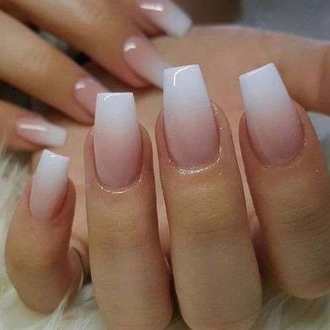 French Fade Nails, Ombre Coffin, Faded Nails, Gel French Manicure, Ombre Acrylic, French Ombre, Shape Nails, Ombre Acrylic Nails, Winter Nails Acrylic